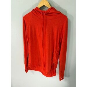Athleta Orange Cowl Neck Hoodie Sweatshirt‎ Top Women's Size M Long Sleeve